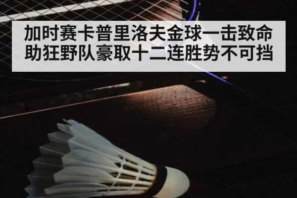 加时赛卡普里洛夫金球一击致命 助狂野队豪取十二连胜势不可挡